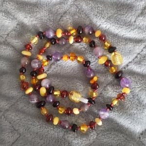 2/$30 Amber & Amethyst Teething Necklace